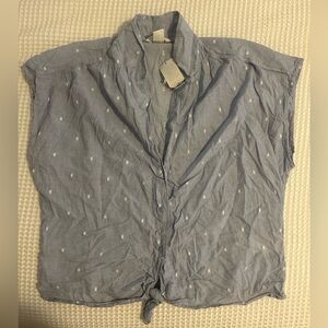 H&M BLUE AND WHITE DOT BUT DOWN WITH FRONT TIE